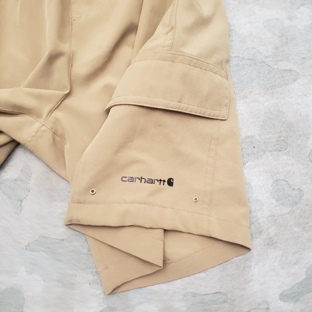 Carhartt Shorts Youth Medium Tan Cargo Pockets Drawstring Workwear